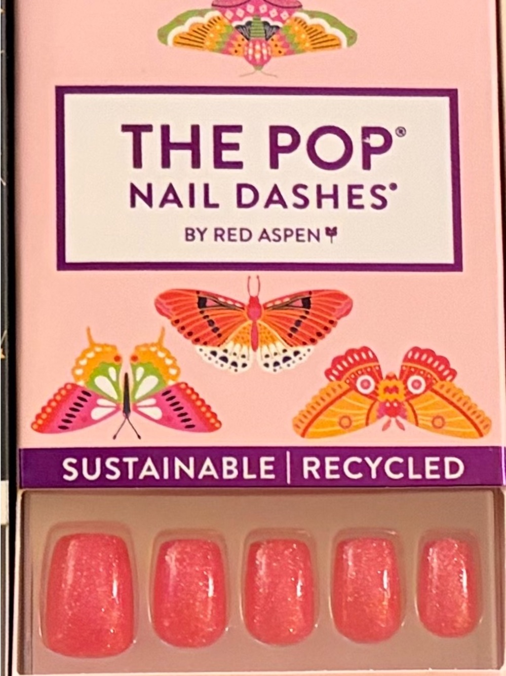 The Pop Nail Dashes by Red Aspen — Pink Glitter Press-On Nails